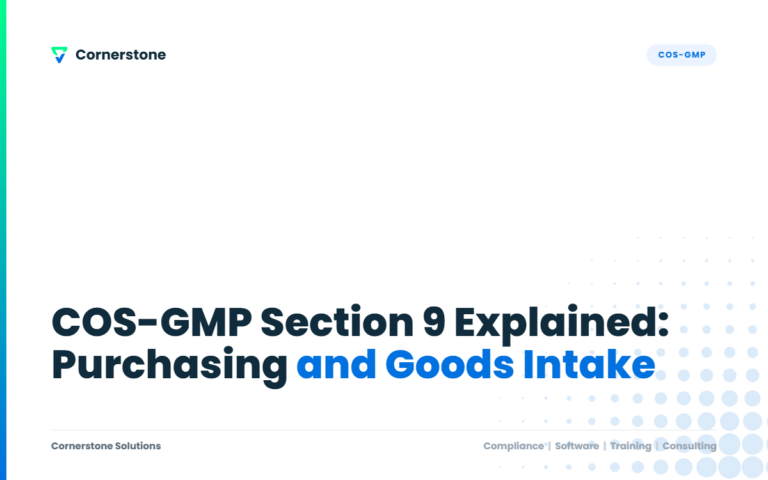 COS-GMP Section 9 Explained: Purchasing and Goods Intake