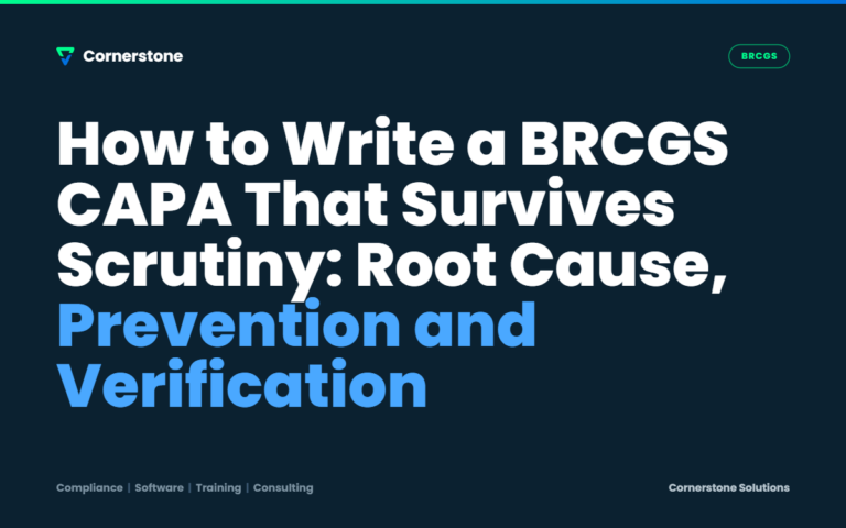 How to Write a BRCGS CAPA That Survives Scrutiny: Root Cause, Prevention and Verification
