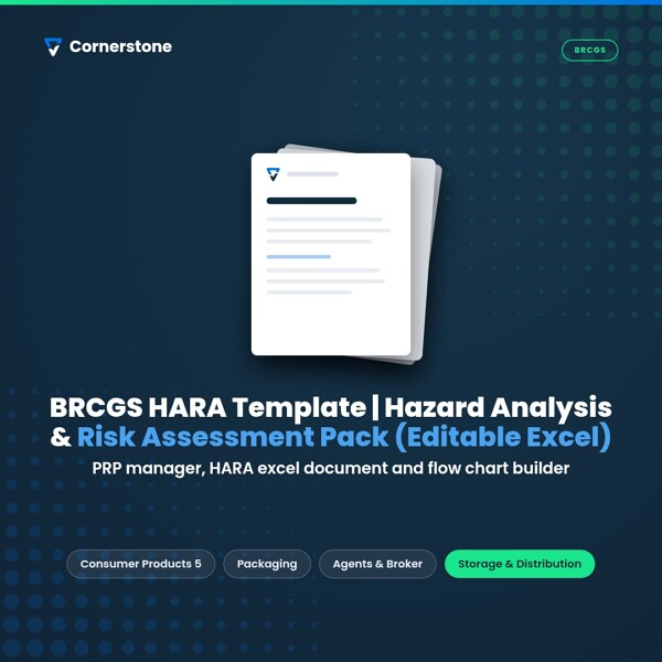 BRCGS HARA Template | Hazard Analysis & Risk Assessment Pack (Editable Excel)